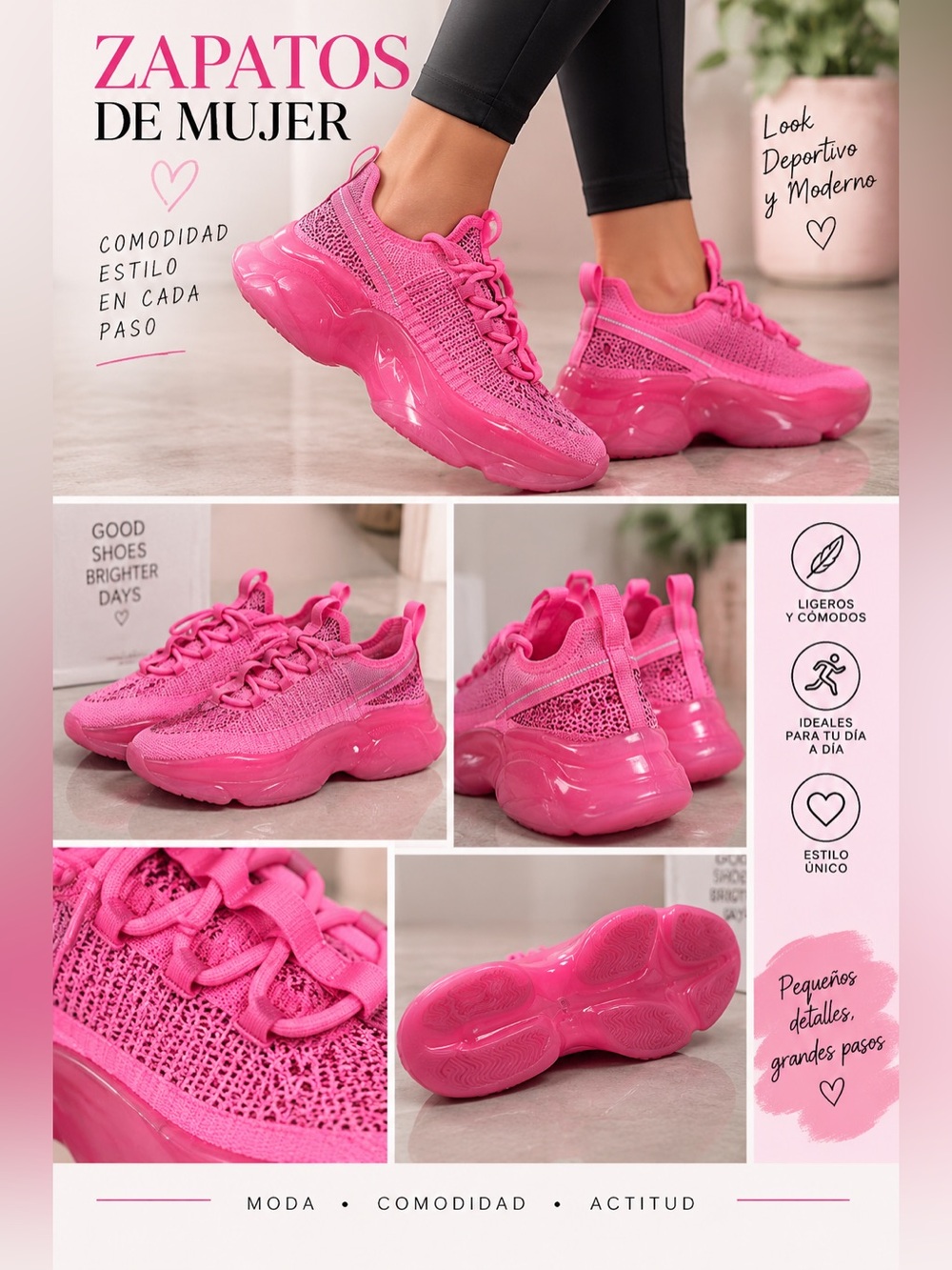 Maxima Pink Women's Knit Lace-Up Sneakers